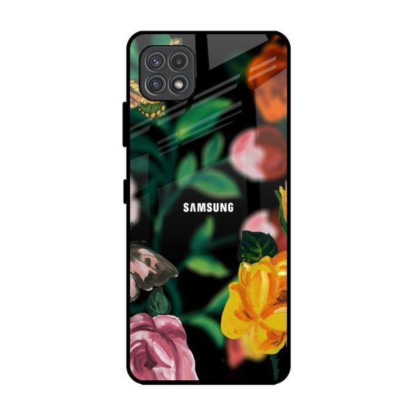 Flowers & Butterfly Glass Case for Samsung Galaxy F42 5G Online now