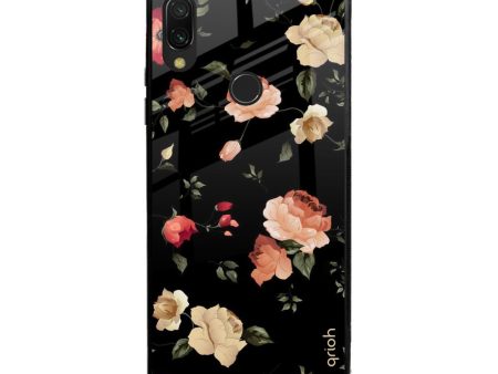 Black Spring Floral Glass Case for Xiaomi Redmi Note 7S Supply